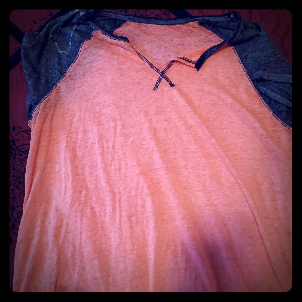 Coral and grey top
